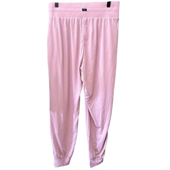 Victoria Secret Women’s Sweatpants Pjs Ribbed High Waisted Pink Bow Size Medium - Picture 2 of 8
